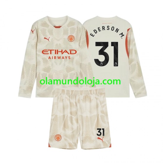 Camisola Manchester City Ederson Moraes 31 Guarda-redes Criança Equipamento Terceiro 2024-2025 Manga Comprida